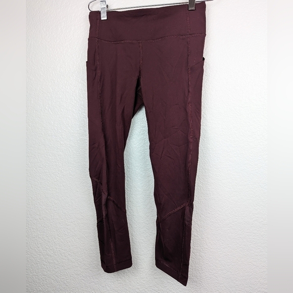 Lululemon Pace Rival Crop Burgundy 4 - Picture 1 of 3